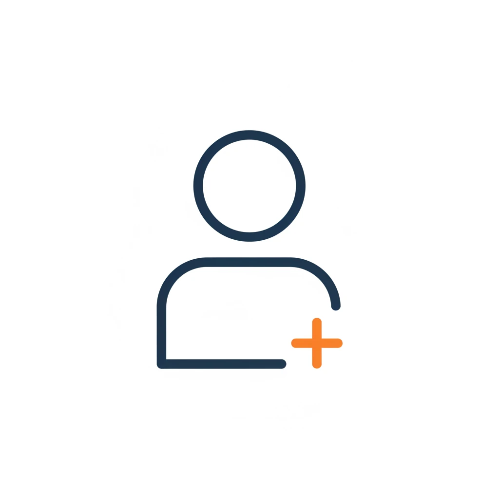 Person with plus sign icon representing account registration